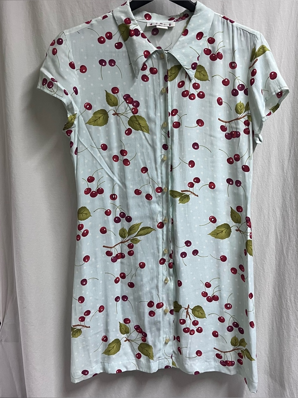 VTG Noc Love Cherry Midi Dress Medium Rayon Rockabilly Casual Retro Cottagecore